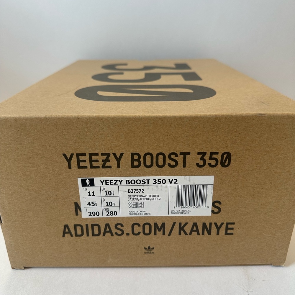 Men YEEZY BOOST 350 Yellow and Black Sneakers - Picture 9 of 10